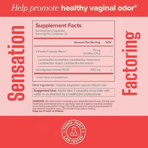 Image of Vaginal Probiotics for Women's pH Balance with Prebiotics & Lactobacillus Blend, Promotes Healthy Vaginal Odor & Flora, 60 Count