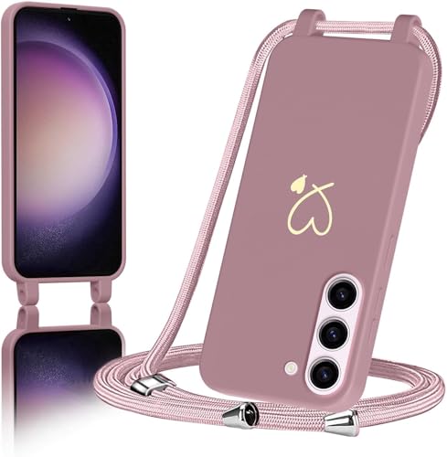 AoozeFon für Samsung Galaxy S23 5G Hülle mit Band, Handyhülle Samsung S23 5Gmit Kordel zum Herz, Schutzhülle Handyband m...
