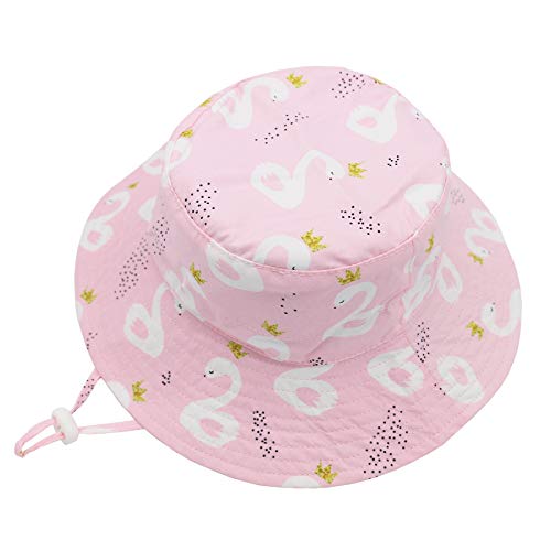 Baby Girl Sun Hat Baby Bucket Hat UPF 50+ Toddler Beach Hat with Wide Brim Summer Hats Kids Caps Swan 12-24 Months