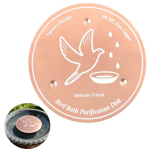 LFBEST Bird Bath Copper Disk 0.6mm 99.99% Pure Copper Self-Cleaning Purification Disk for Bird Bath Clean Keeps Water Fresh Year-Round Universal Fit for Outdoor Birdbaths Bowls & Fountains