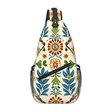 Talavera Estilo Mexicano, Flores De Pájaro Mochila Pecho Ligera Crossbody Antirrobo Bolsa De Pecho Para Hombres Correr Caminar