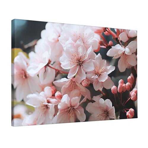 Peinture murale fleurs roses pour illuminer un salon sombre avec une toile esthétique