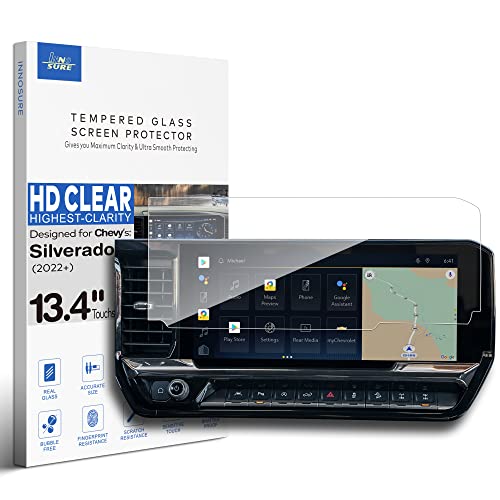 INNOSURE Glass Glossy Screen Protector Designed for Chevy All New Silverado 2022 2023 Touchscreen 13.4 Inch Chevrolet Pickup Screen Cover Accessories Anti Fingerprint (HD Clear)