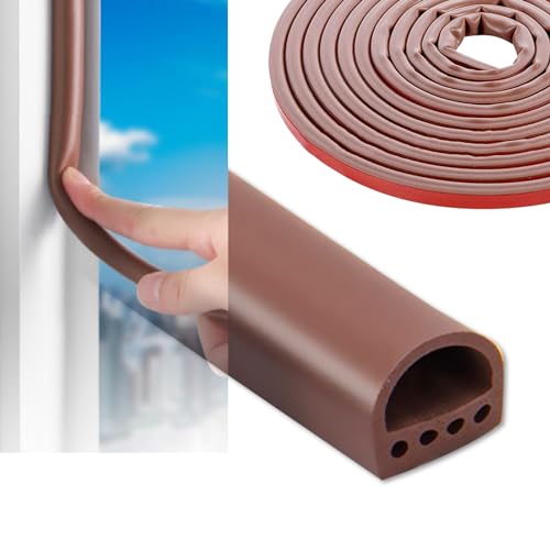 PJTL 高密度シリコーンゴム素材 隙間テープ すきまテープ 隙間パッキン 室内 ドア 窓 密封する 自己粘着 防水 高温に強い 衝突回避 防塵 密封する 防音 摩耗しにくい(14mm*12mm*6M, 茶色)