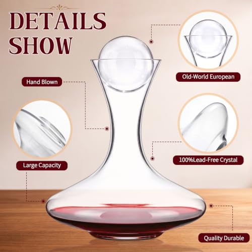 Didaey 2 Pcs 66oz Wine Decanter with Stopper,Lead-Free Crystal Wine Carafe by Didaey - Used condition - Image 3