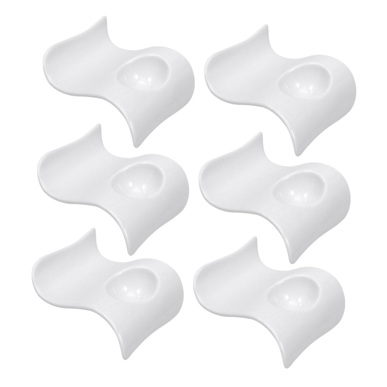 Lurrose Porte-œufs Faciles à Nettoyer en Céramique Blanche 6 Pièces Design Moderne et Élégant Supports Pratiques pour Petit-déjeuner pour Votre Table