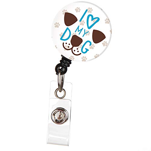 Id Avenue Retractable Badge Holder 32" Nurse Badge Reel Retractable For Pet Owners Doctors Nurses Teachers Students With 360° Swivel Alligator Clip Cute Badge Holder (I Love My Dog) #TOP14