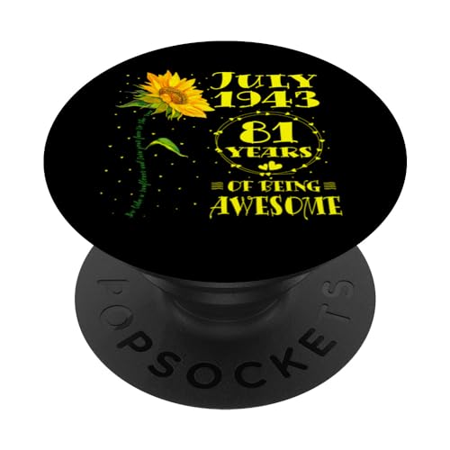 81 Cumpleaños Amantes del girasol de 81 años nacidos en julio de 1943 PopSockets PopGrip Intercambiable