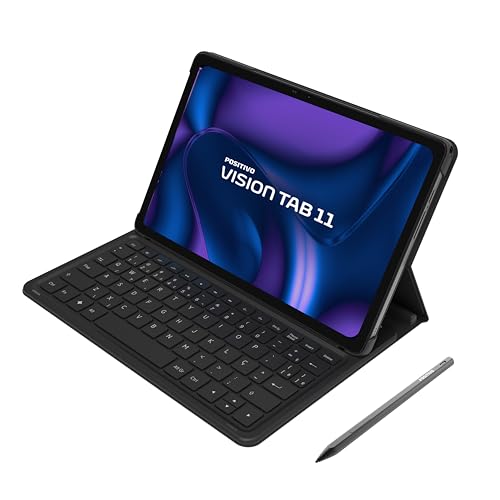 Tablet Positivo Vision TAB 11 com Capa Teclado + Caneta 8GB RAM 128GB SSD Wi-fi AC e 4G Octa-Core 13MP + 5MP 6000mAh, Tela 11” Full HD IPS - Preto