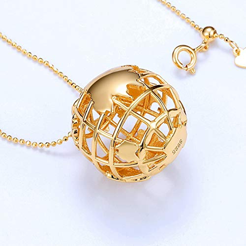 Collier globe argent 925 plaqué or 9k pendentif carte du monde ciselée - 3