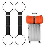 BILIONE Add a Bag Luggage Straps 2 Pack, Adjustable Bungee Elastic Belt to Connect Two Suitcases, Secure Carry On & Travel Essentials (Black)