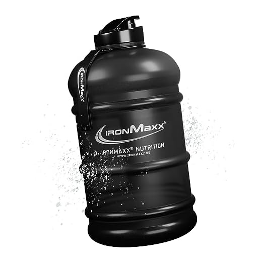 IronMaxx Galón de Agua - Negro Escarchado 2200ml | sin BPA & DEHP | botella a prueba de fugas con escala de medida | disponible en colores diferentes