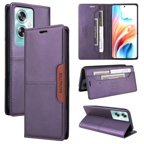 Étui Oppo A5 Pro 5G housse portefeuille en cuir vert avec clapet magnétique