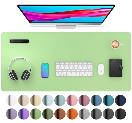 Image of Aothia Leather Desk Pad Protector, Mouse Pad, Office Desk Mat, Non-Slip PU Leather Desk Blotter, Laptop Desk Pad, Waterproof Desk Writing Pad for Office and Home (36 inch x 17 inch, Foam Green)