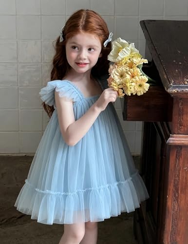 Image of Arshiner Toddler Tulle Dress for Girls Layered Tutu Ruffle Dresses Swing Twirly Fairy Summer Birthday Party Wedding Sundress