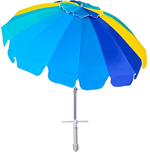 AMMSUN 7.5ft Heavy Duty HIGH Wind Beach Umbrella with sand