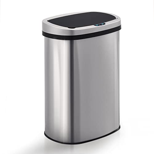 Caneca de basura ovalada de acero inoxidable 50 L miniatura 2