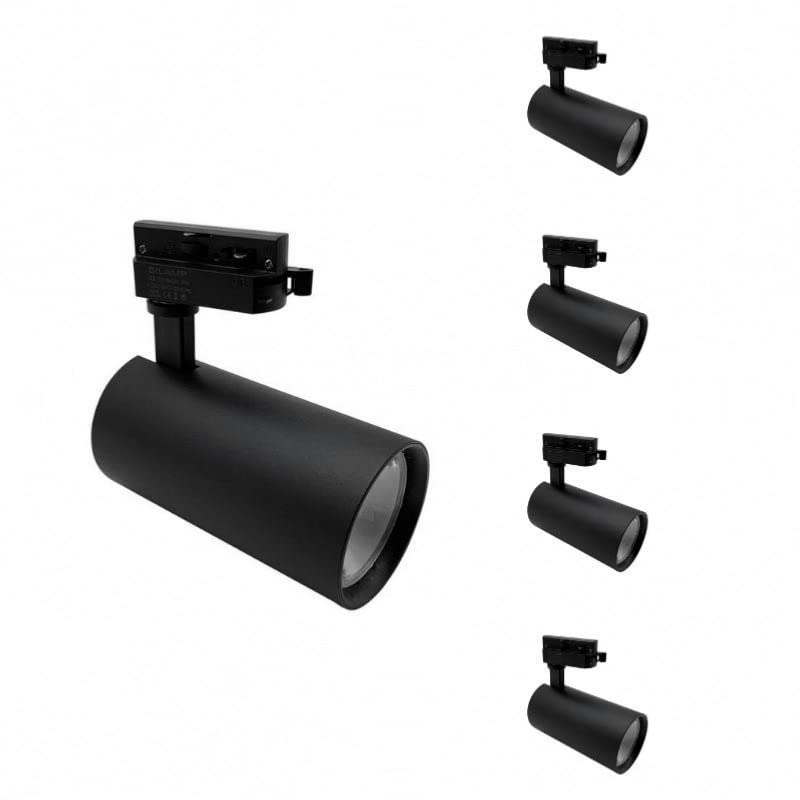 Spot LED sur Rail 30W 60° Monophasé NOIR (Pack de 5) - Blanc Neutre 4000K - 5500K - SILAMP