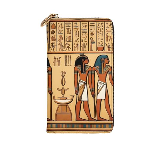 Ancient Egyptian Hieroglyph Picture Leather Long Clutch Wallet for Fashionable Girls and Women - Durable, Stylish, and Functional, Black, One Size2