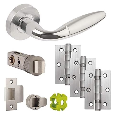 Jigtech JTB72065 Parma Door Pack-Latch, Polished/Satin Chrome Cover
