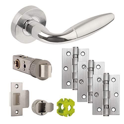 Jigtech JTB72065 Parma Door Pack-Latch, Polished/Satin Chrome