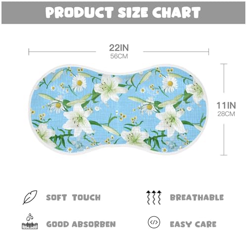 4 Pack Baby Burp Cloths, Soft Absorbent Burping Cloths for Babies, Cotton Milk Spit Up Rags, Large Size for Newborns, Baby Boys and Girls (Lily Floral Pattern)4