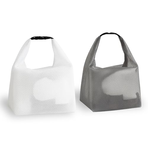 HeXueLy 2 Pack Waterproof Travel Toiletry Bag – Large Clear EVA Bags for Gym, Travel, Daily Use & Cosmetics – Dry-Wet Separation, Snap Buckle, Lightweight Foldable Design (Gray & White)