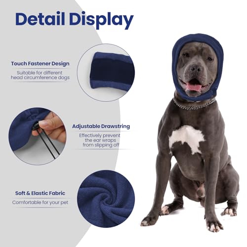 IECOii Soft Dog Calming Hoodie Anxiety Relief Dog Ear Muffs Noise Protection Dog Ear Wrap Hematoma Fireworks Dog Ear Cover for Bath Blow Drying Dog Head Cover Noise Cancelling Sleep Help Headband