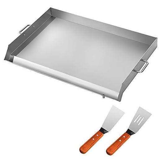 VEVOR Parrilla Plana de Acero Inoxidable de 81 x 43 x 5,6 cm, Placa de Triple Cuchilla para Ollas, Sartén Plana Universal con Ranura de Grasa, Fácil de Mover para Barbacoa en Fiestas de Cocina