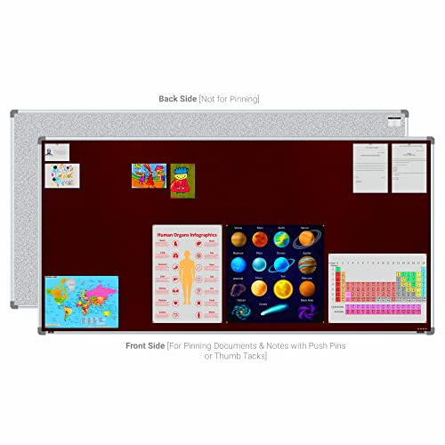 Image of Scholar Art Metis 4x8 Feet Fabric Pin-up Board for Office, Home & School | High Strength Velvet Cloth + High Density Soft Board for Pinning Photos, Sticky Notes & Reminders (Maroon)