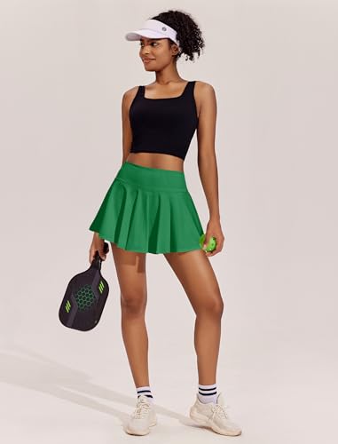 Image of PINSPARK Womens Tennis Skirt Pleated Athletic Skirts with Pockets Shorts High Waisted Golf Skort for Workout Pickleball