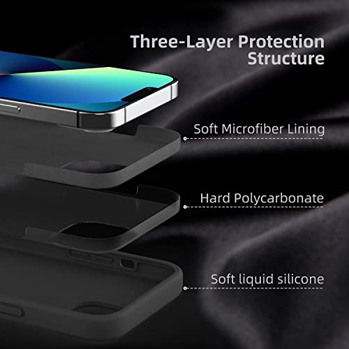 Image of MIDOS Back Cover Compatable with iPhone 13 Back Cover Liquid Silicone Full Protection Shock Proof Back Cover for iPhone 13 (Black)