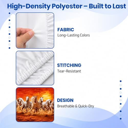 Image of Printed Split Ac Cover Indoor Unit For 1.5 Ton Capacity AC, Inner Unit Ac Cover, All Weather Cover /Attractive Digital Prints /Dustproof /Silken water-resistant Split Ac Cover ( Orange7Horses )