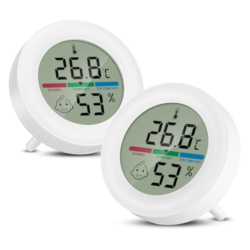 Thlevel 2PCS Digital Hygrometer Room Indoor Thermometer Mini Thermohygrometer Ambient Humidity Sensor Temperature Monitor for Bedroom Incubator Greenhouse