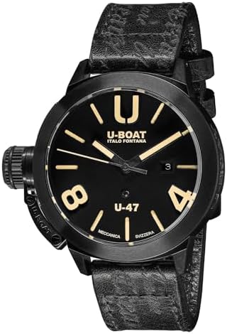 U-Boat Classico U-47 AB1 Automatic Black PVD Black Dial Black Leather Strap Date Mens Watch 9160
