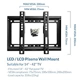 IndoTeam TV Wall Bracket for 14 inch to 42 inch Screens – Fixed TV Wall Mount for Flat Panel TVs – Ultra-Slim Low Profile Universal Brackets VESA 75 x 75mm to 200 x 200mm up to 25KG - Black - Image 8