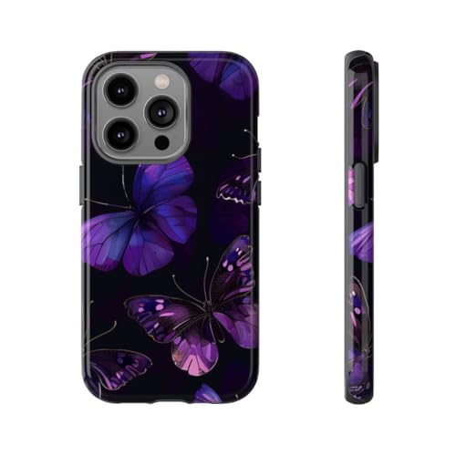 Coque iPhone 14 Pro papillon violet rigide pour éviter les rayures