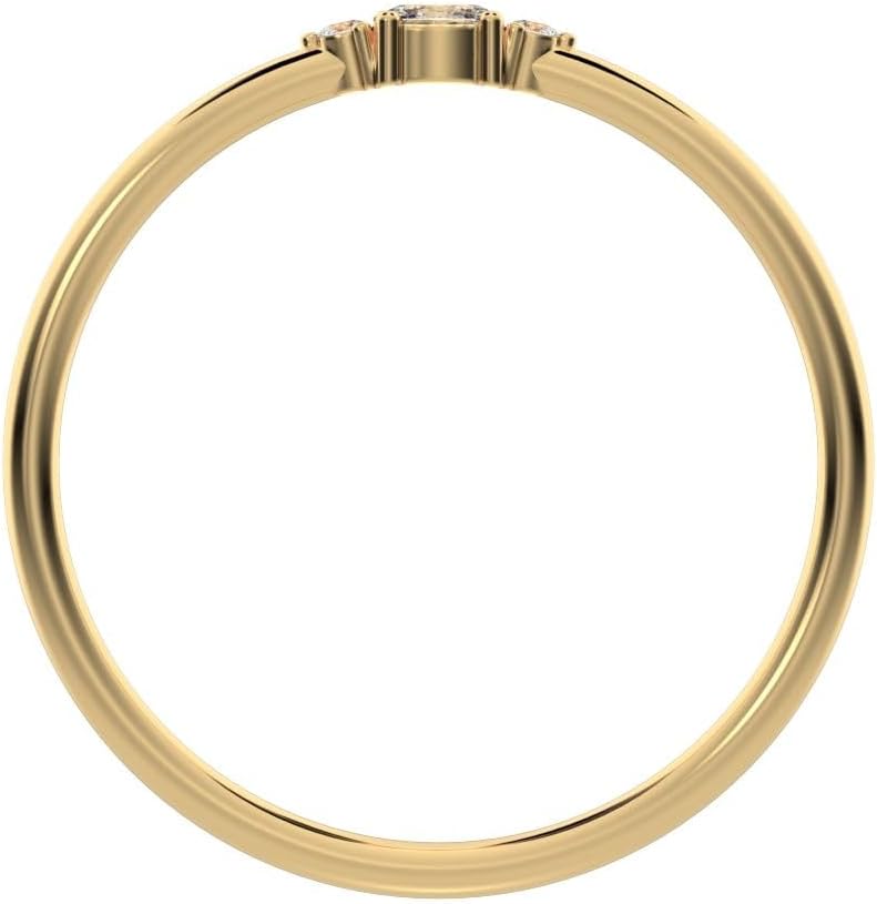 Clara Pucci 0.12 Ct Oval Cut Diamond Dainty Minimalist Stackable 3 Stone Light Simple Stackable Solid 14K Yellow Gold Everyday Ring