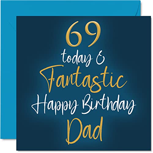 Fantásticas tarjetas de cumpleaños 69 para papá, 69 Today & Fantastic, tarjeta de feliz cumpleaños para papá de hijo e hija, regalos de cumpleaños para padre, tarjetas de felicitación de cumpleaños de