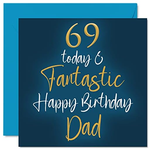 Fantásticas tarjetas de cumpleaños 69 para papá, 69 Today & Fantastic, tarjeta de feliz cumpleaños para papá de hijo e hija, regalos de cumpleaños para padre, tarjetas de felicitación de cumpleaños de