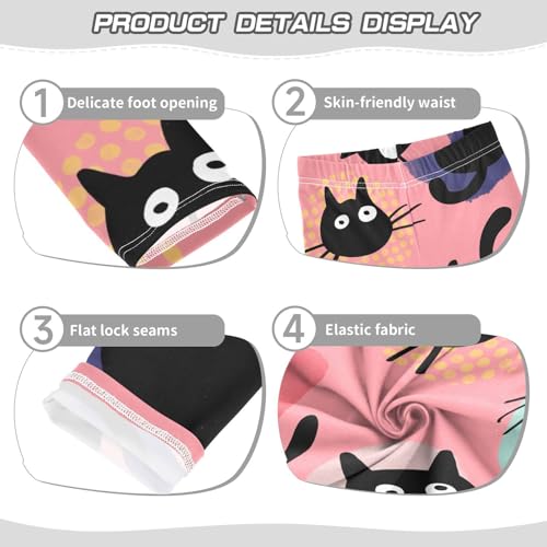 Cute Black Cats Girls Leggings,Workout Leggings for Girls Toddler Athletic Legging Size for 3-10T3