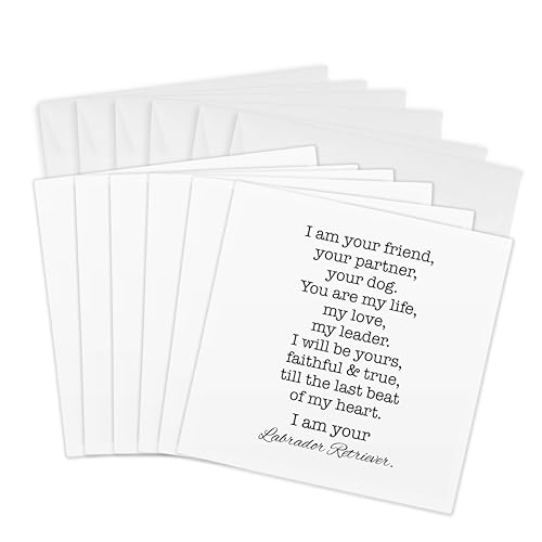Cartes de vœux poème Labrador lot de 6 pour écrire un mot personnalisé
