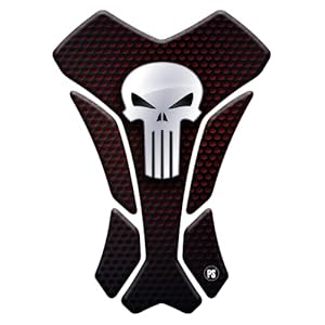 Paraserbatoio.it Protège-réservoir en résine adhésive effet 3D pour moto compatible avec SKULL punisher large v2