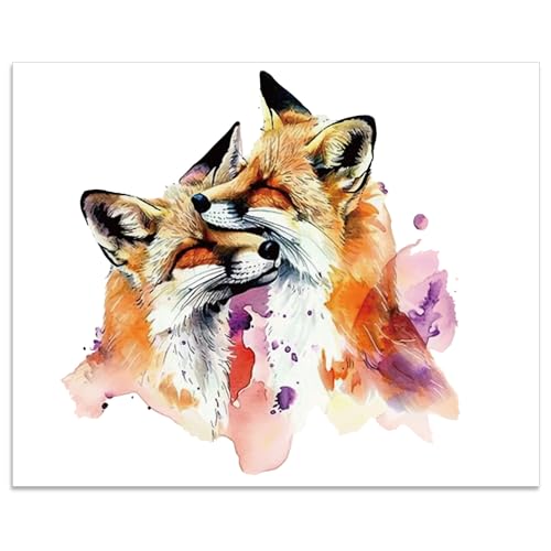 arricraft Poster Mit Fuchs-Bild, 1 Stück, Aquarell-Kunstdruck „Mutter...