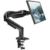 HUANUO Soporte para monitor individual, brazo de monitor de 13 a 32 pulgadas, soporte de monitor ajustable, soporte Vesa con abrazadera y base de ojal, se adapta a monitores LCD de computadora de 4.4