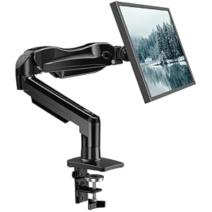 HUANUO Soporte para monitor individual, brazo de monitor de 13 a 32 pulgadas, soporte de monitor ajustable, soporte Vesa con abrazadera y base de ojal, se adapta a monitores LCD de computadora de 4.4