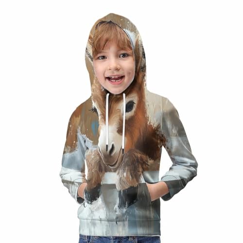 Sweat à capuche enfant imprimé 3D âne pull ado 12-14 ans - 5