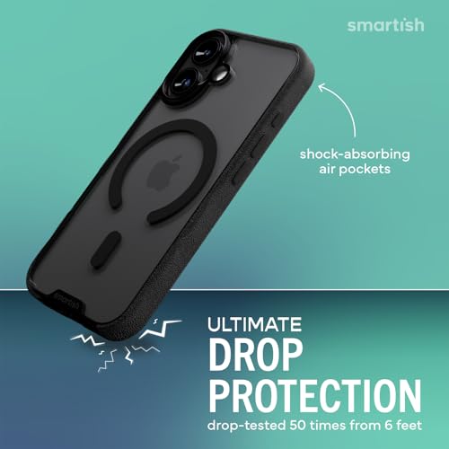 Image of Smartish iPhone 17 MagSafe Clear Case + Crossbody Lanyard Strap - Magnetic Slim Case - Anti-Yellow Thin Grip Cover + Detachable Shoulder Neck Strap for Apple iPhone 17 - Clearly Clear
