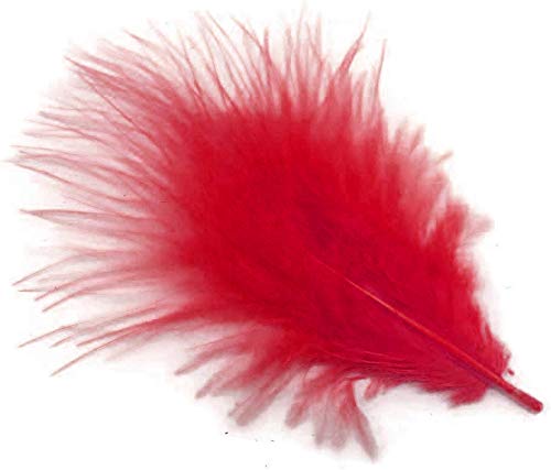 Natural Dyed Flat Fluffy Turkey Feathers (10 Pieces) (Imperial Red) (4-5 Inches)
