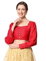 studio rasa Women's Plus Size Plus Size Chroma Button Down Blouse for Festive Wedding Party (TPWC52332-5XL_BL_Red_5X-Large)